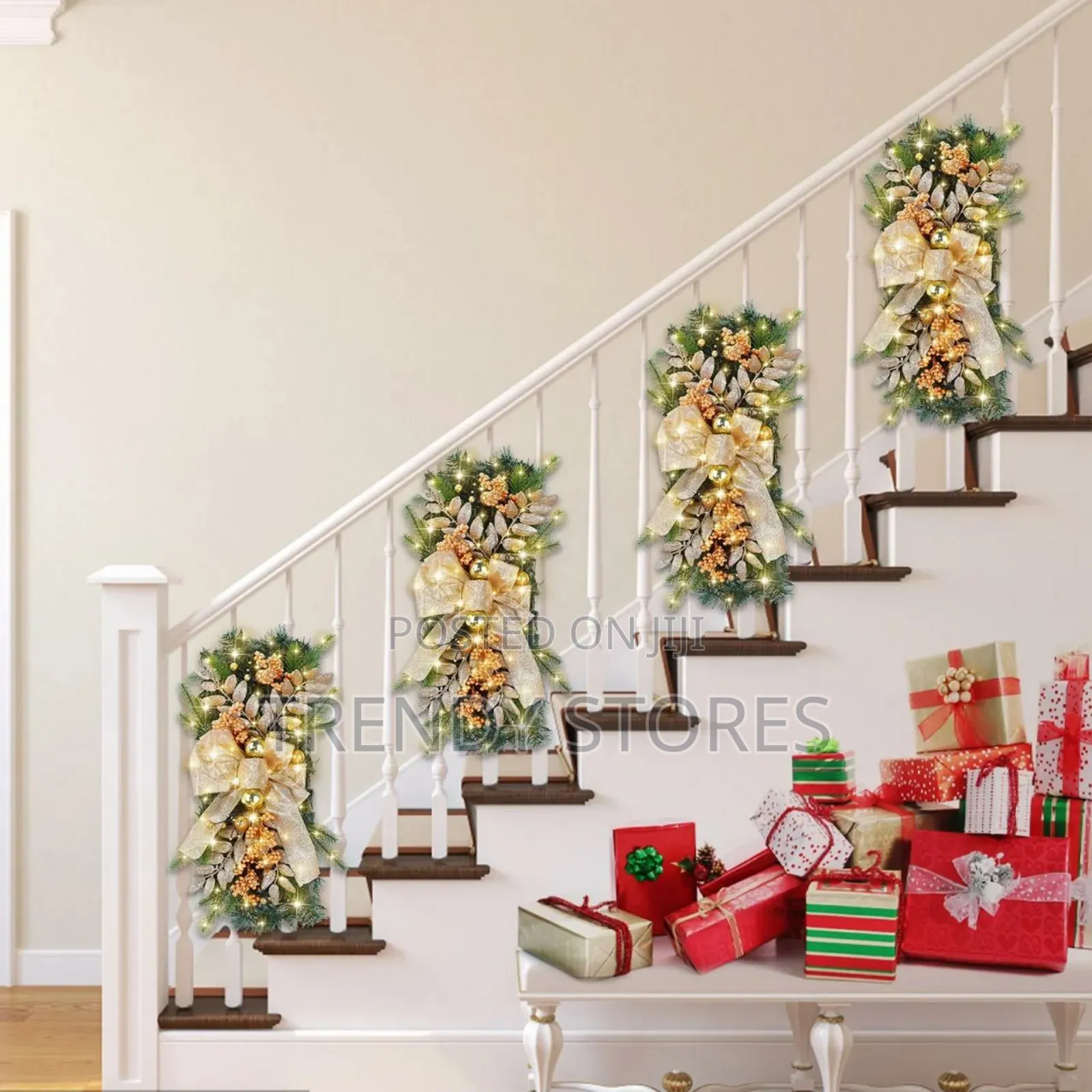 Staircase Christmas Wreath Decoration