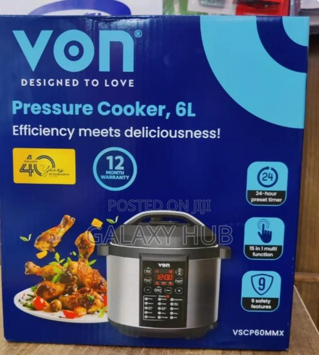 Von Vscp60mmx Pressure Cooker 1000w – 6litres