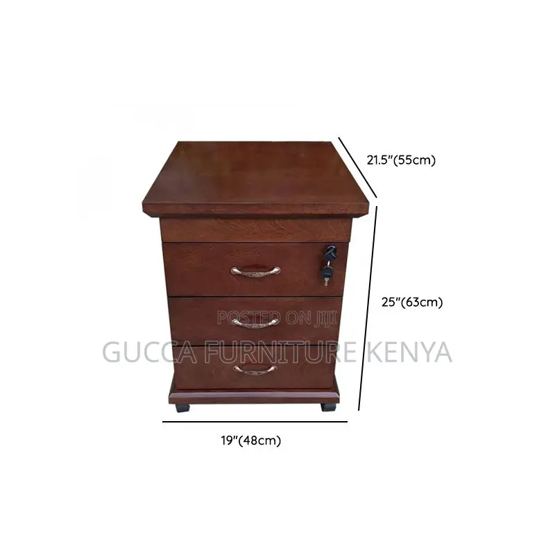 Cabinets:3-Drawer Simple Style Lockable Mobile Pedestal