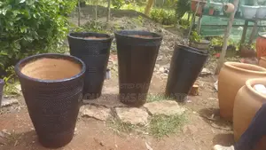 Vase Shape Clay Golden Palms Pota