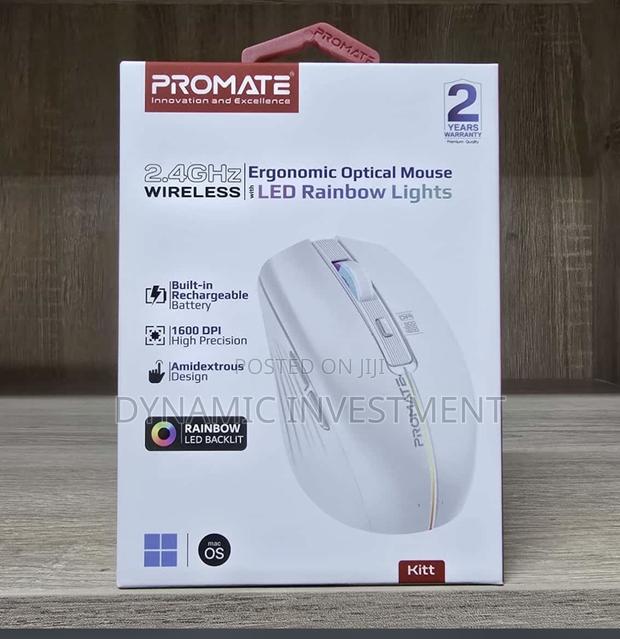Promate 2.4ghz Wireless Ergonomic Optical Mouse Rainbow