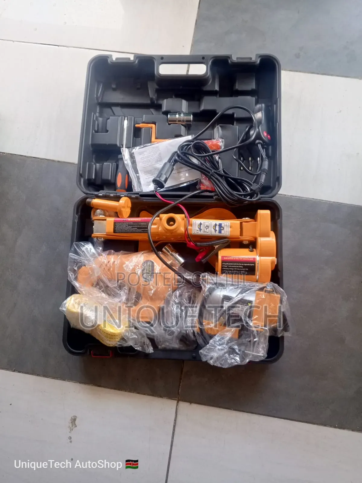 3-in-1 Emergency Tyre Kit: Electric Jack, Air Pump Wrench