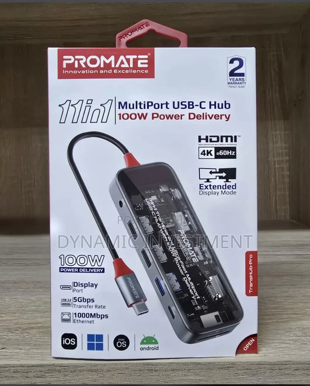 Promate 11-in-1 Ultra-Fast Multiport USB-C Hub With 100W