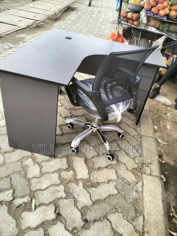 Secretarial Mesh Chair and Grey Curved Desk