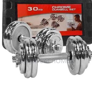 Adjustable*Chrome Dumbells 30kgs With Case - thumbnail 2