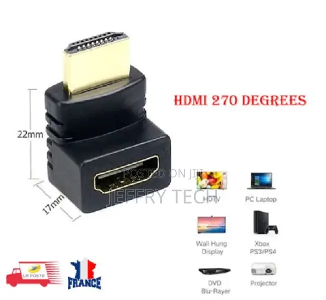 HDMI Male to Cable Female Connector Adapter 90° Right Angle