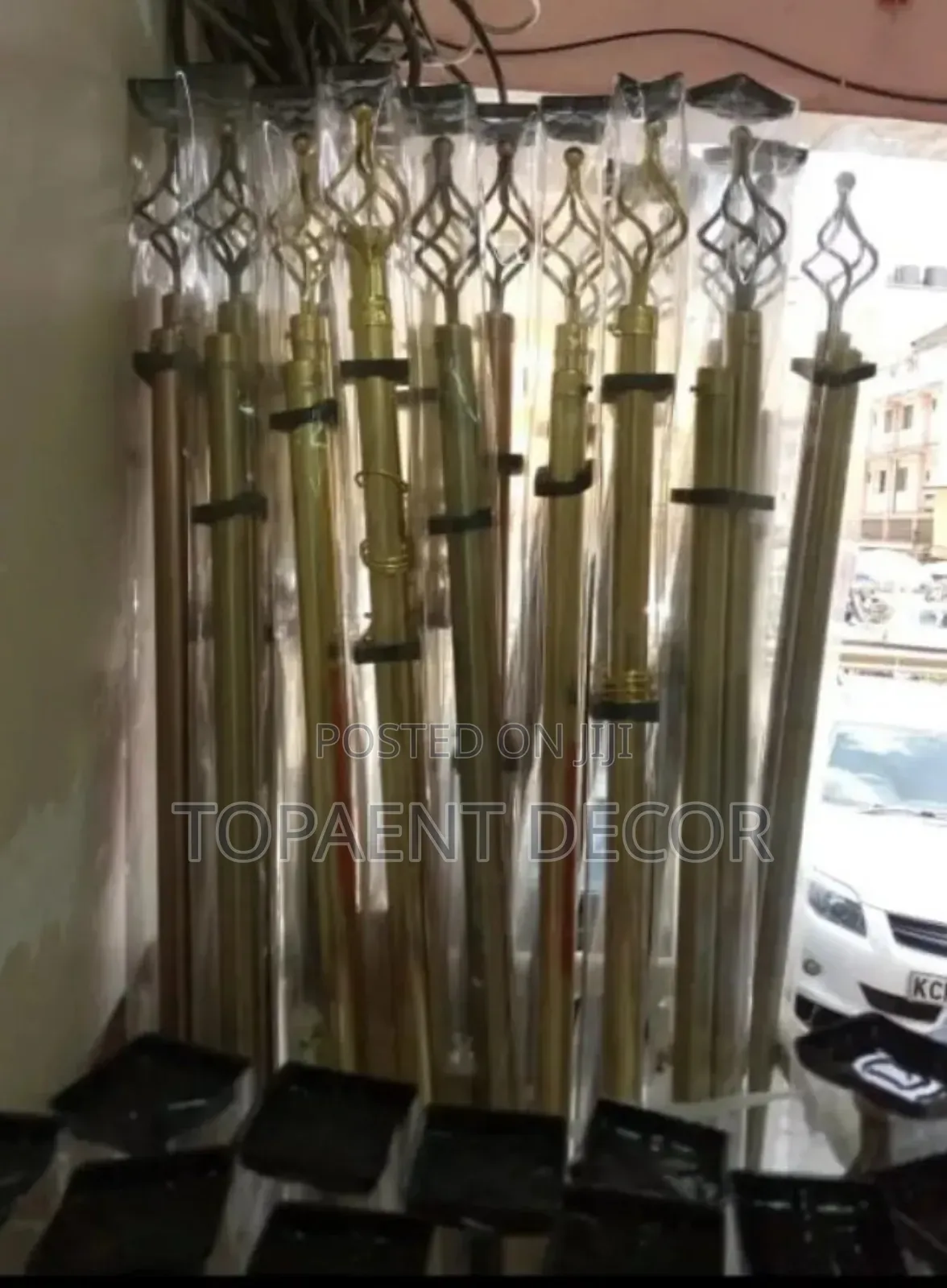 4m Gold Adjustable Double Window and Door Curtain Rods