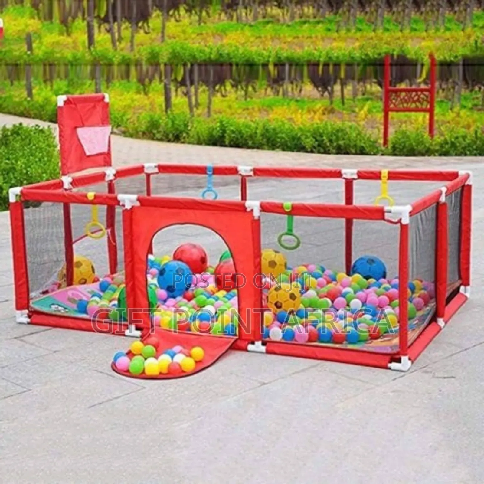 Red Children Playpen With Safety Barrier