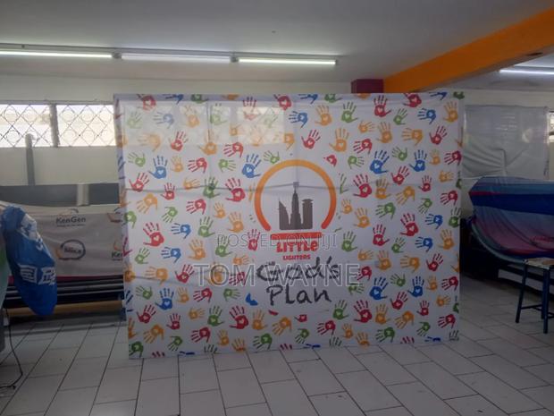 3m by 2.26m Backdrop Banner With Foldable Stand - main view
