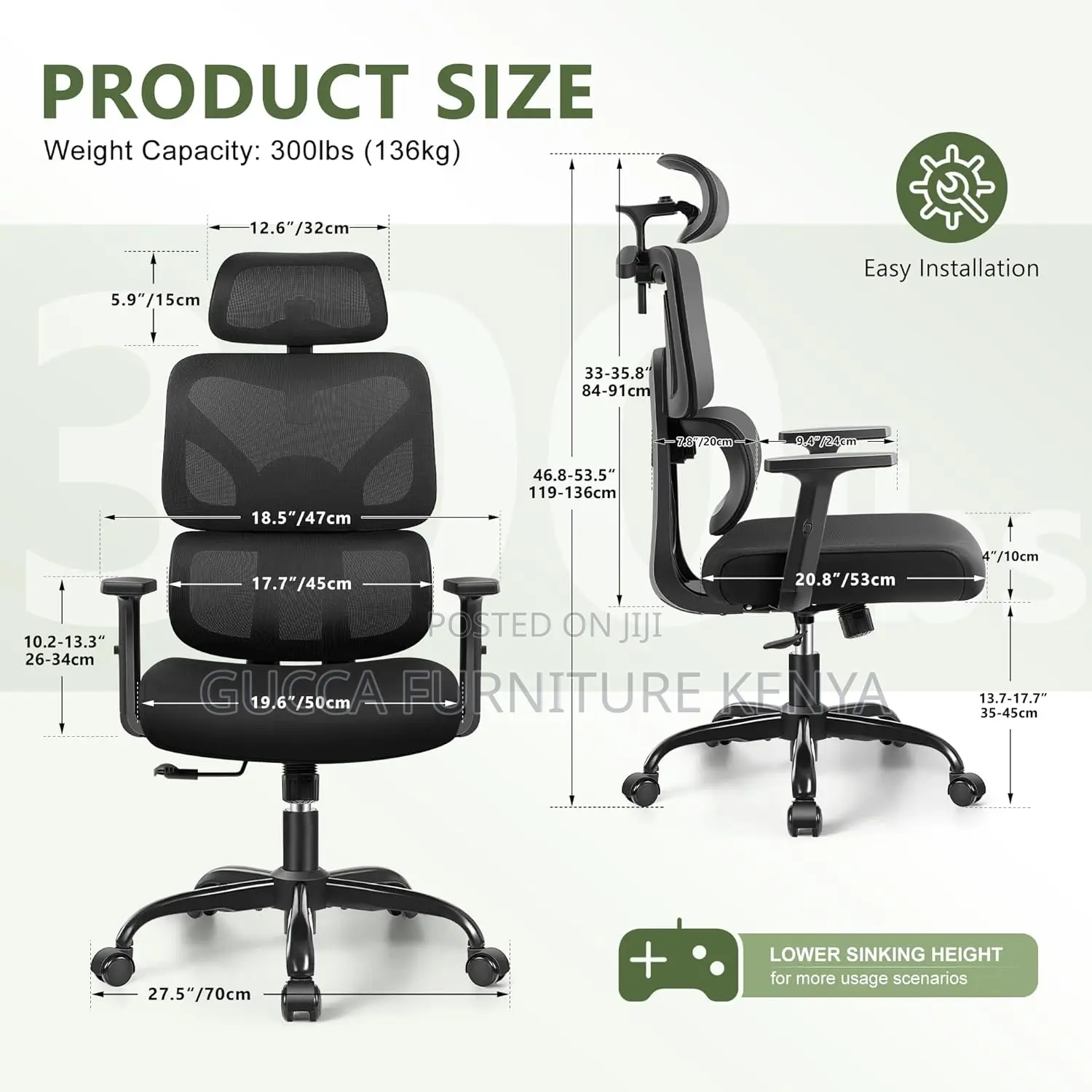 Office Chairs: High Back Reclining Breathable Mesh Chair