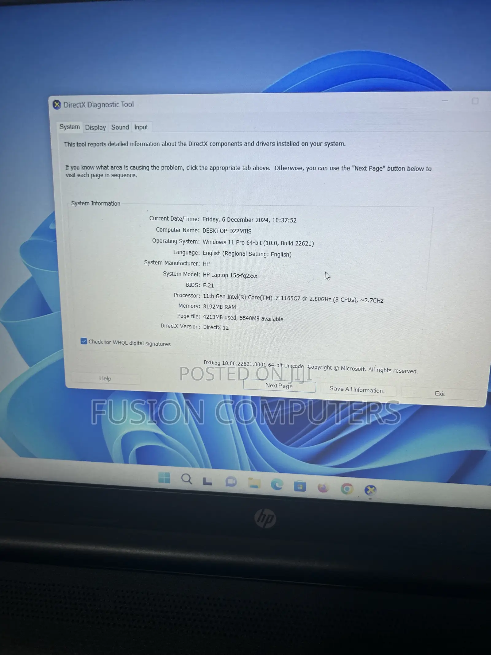 Laptop HP 15s 8GB Intel Core I7 SSD 512GB
