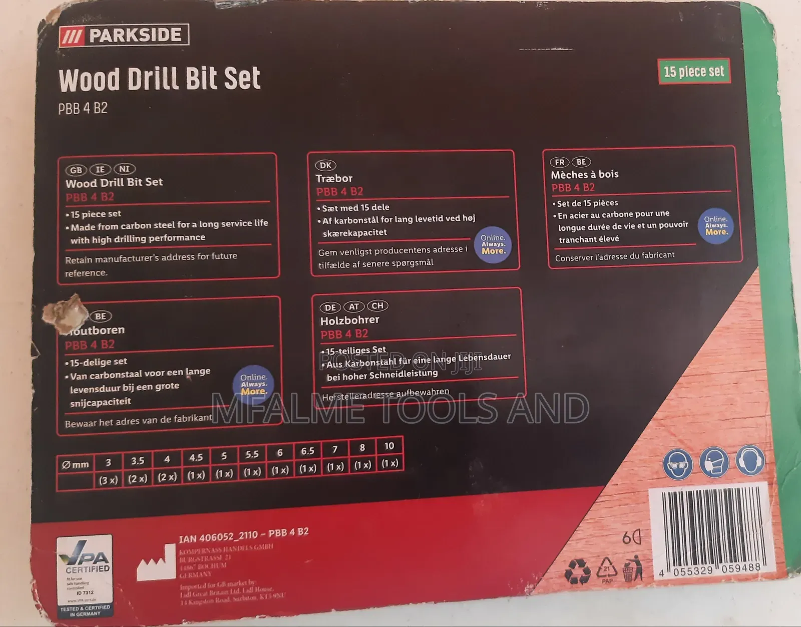 Wood Drill Bit Set New High STD Carbon Steel Longlife Ex-Uk