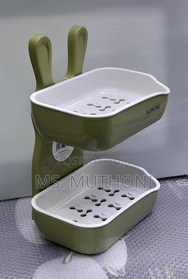 Mouse-Shaped Double Layer Soap Dish (Green /Pink )