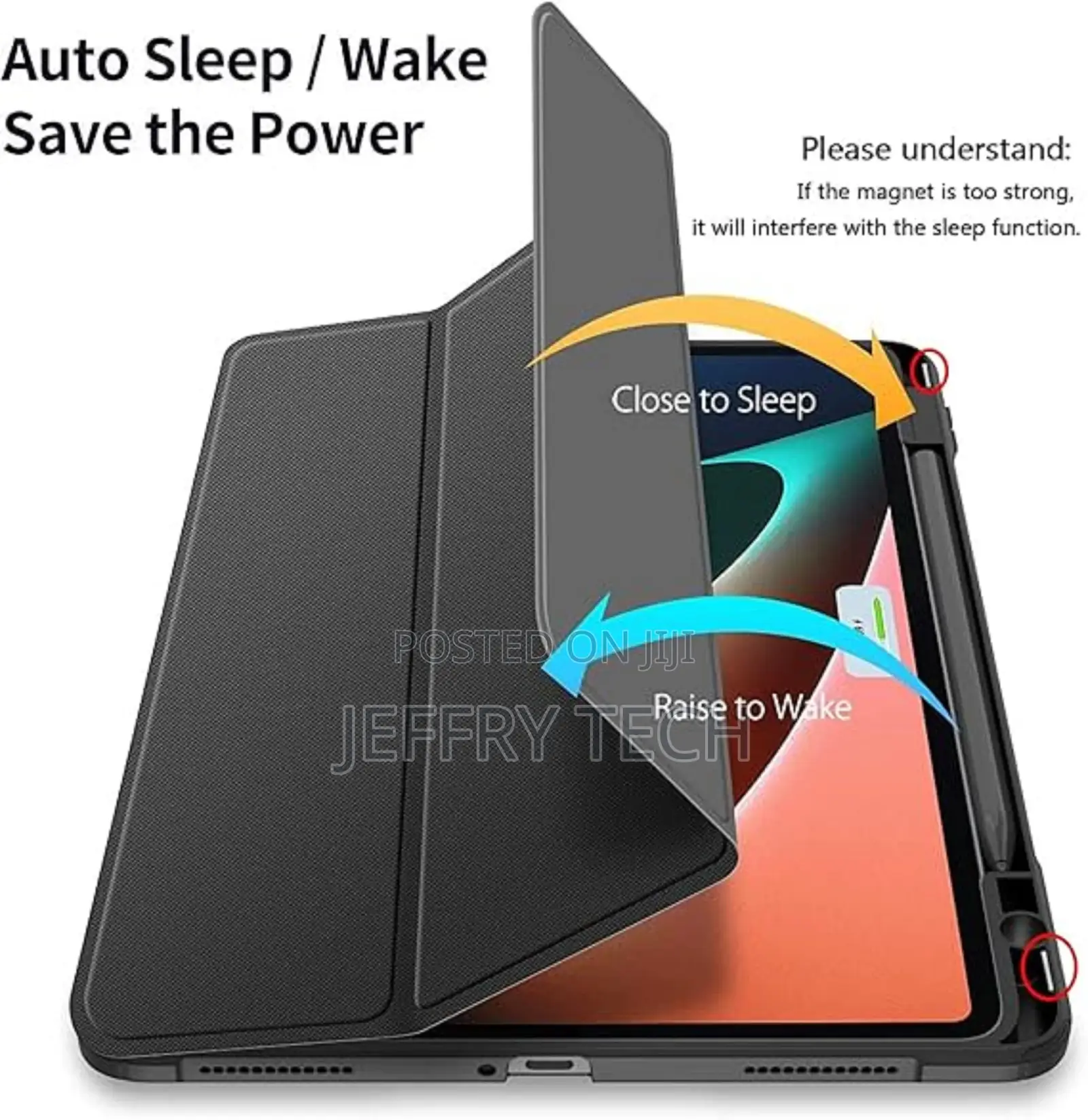 Xiaomi Pad 5/ 5 Pro Smart Trifold Stand Cover, PU Leather