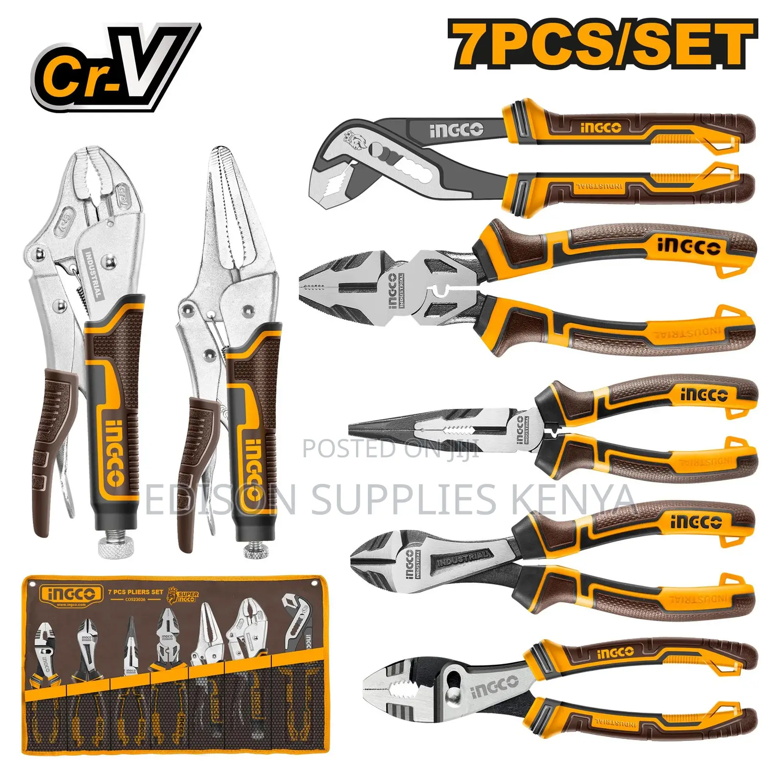 Ingco 7pcs Pliers Set Heavy Duty Combination,Diagonal,Grip