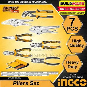 Ingco 7pcs Pliers Set Heavy Duty Combination,Diagonal,Grip