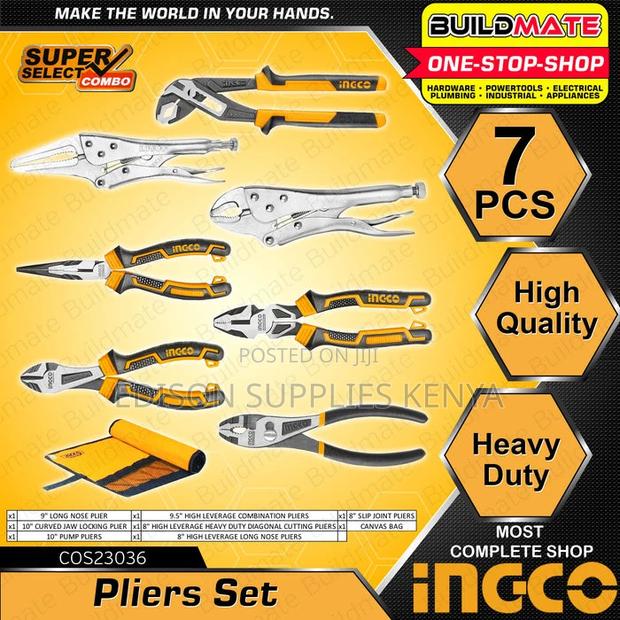 Ingco 7pcs Pliers Set Heavy Duty Combination,Diagonal,Grip - thumbnail 4