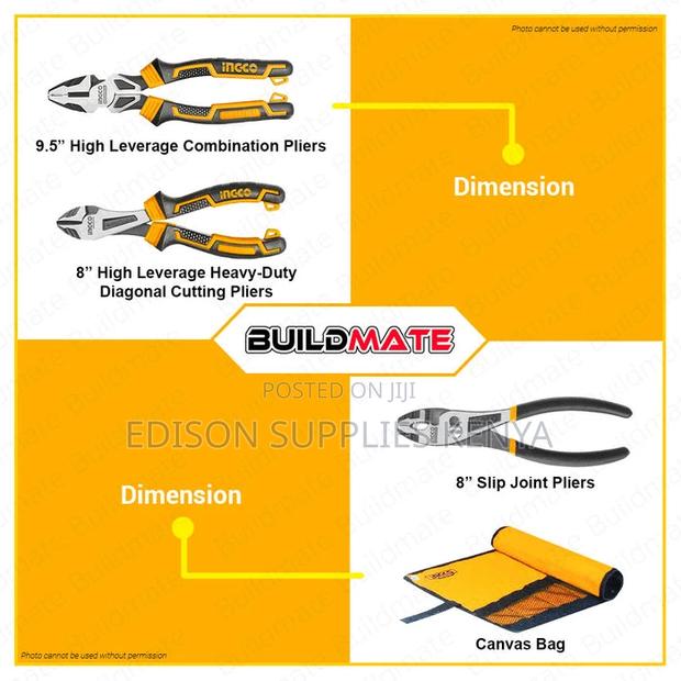 Ingco 7pcs Pliers Set Heavy Duty Combination,Diagonal,Grip - thumbnail 5