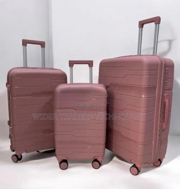 *3 in 1 Unbreakable PP Rubber Suitcase Black/Pink - main view