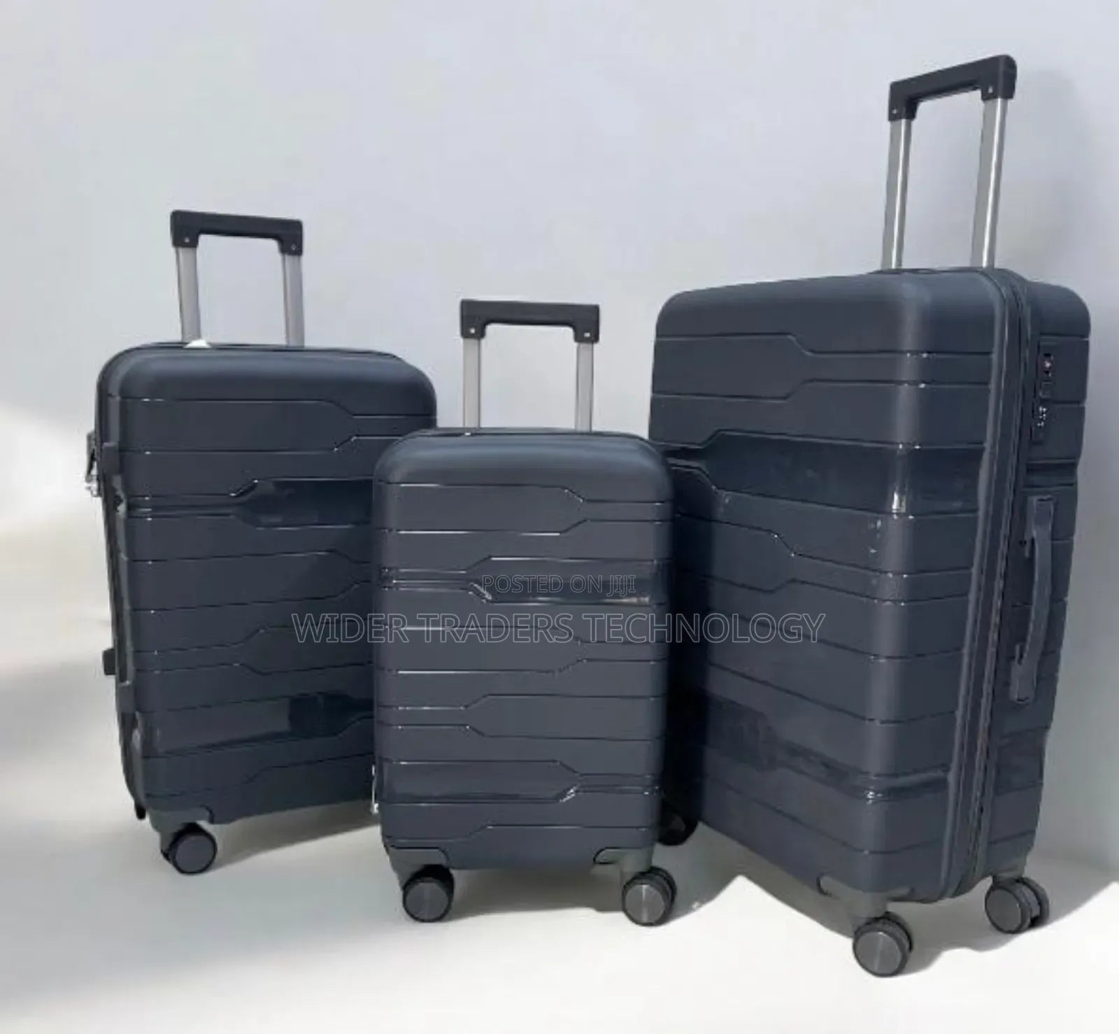 *3 in 1 Unbreakable PP Rubber Suitcase Black/Pink