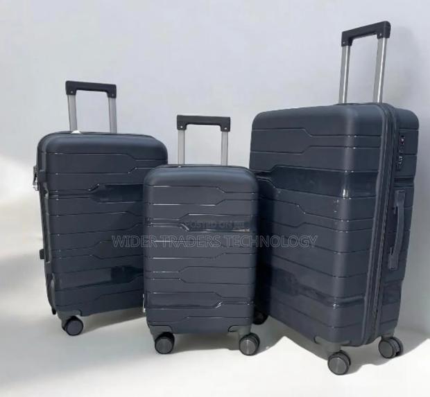 *3 in 1 Unbreakable PP Rubber Suitcase Black/Pink - thumbnail 2