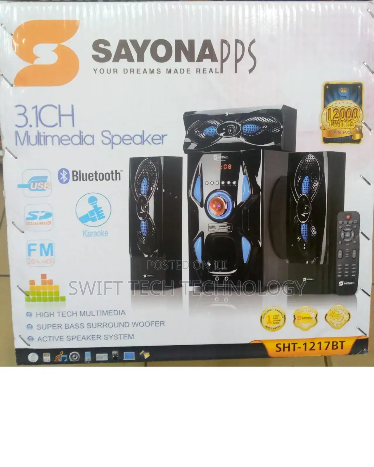 Sayona 3.1 Subwooofer SH1217BT 12000watts