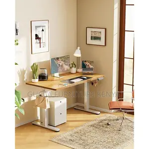 Office Tables: Vintage Brown Electric Height Adjustable Desk