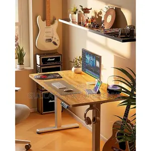 Office Tables: Vintage Brown Electric Height Adjustable Desk
