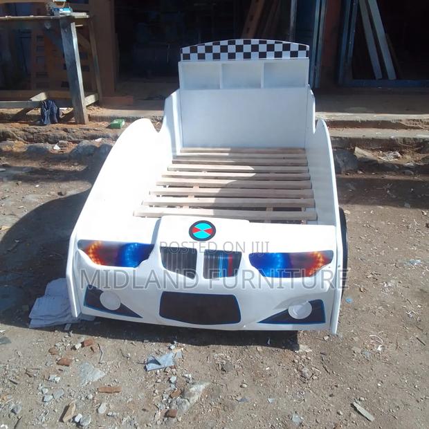 Car Bed for Kids With Blue Headlights - thumbnail 4