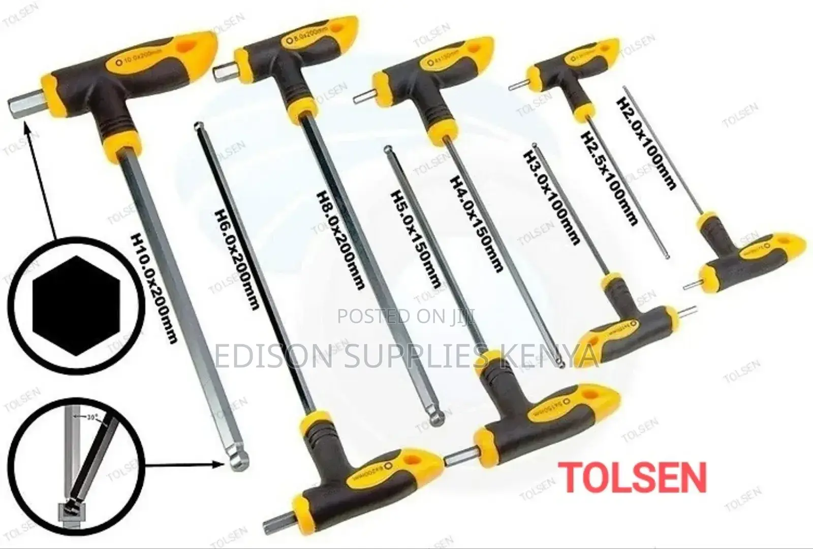 Hex Keys Tolsen Screwdriver Set T-Handle 8pcs Allen Keys