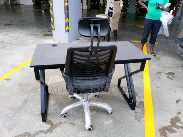 Metallic Study Table and Headrest Chair