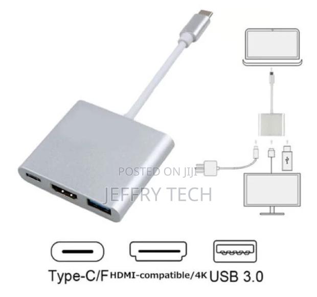 Type C to HDMI USB 3.0 USB-C Cable Adapter 3"" 1 HUB Macbook - thumbnail 3