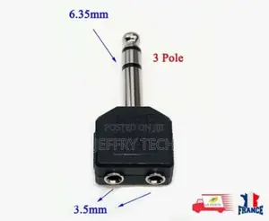 6.35mm Male to 3.5mm Double Female Jack Plug Audio Adapter J
