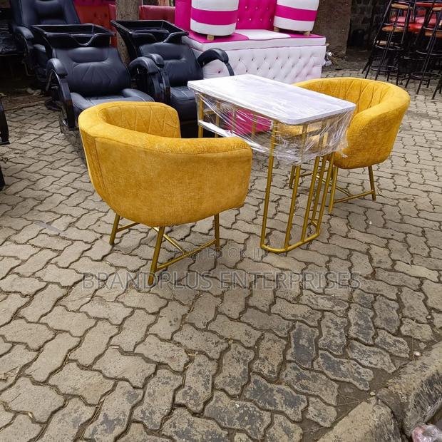 Gold Manicure Chairs and Table - main view