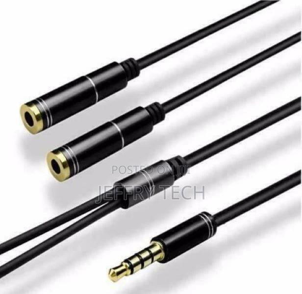 3.5mm AUX Audio Mic Splitter Cable Earphone Headphone Adapte - thumbnail 2