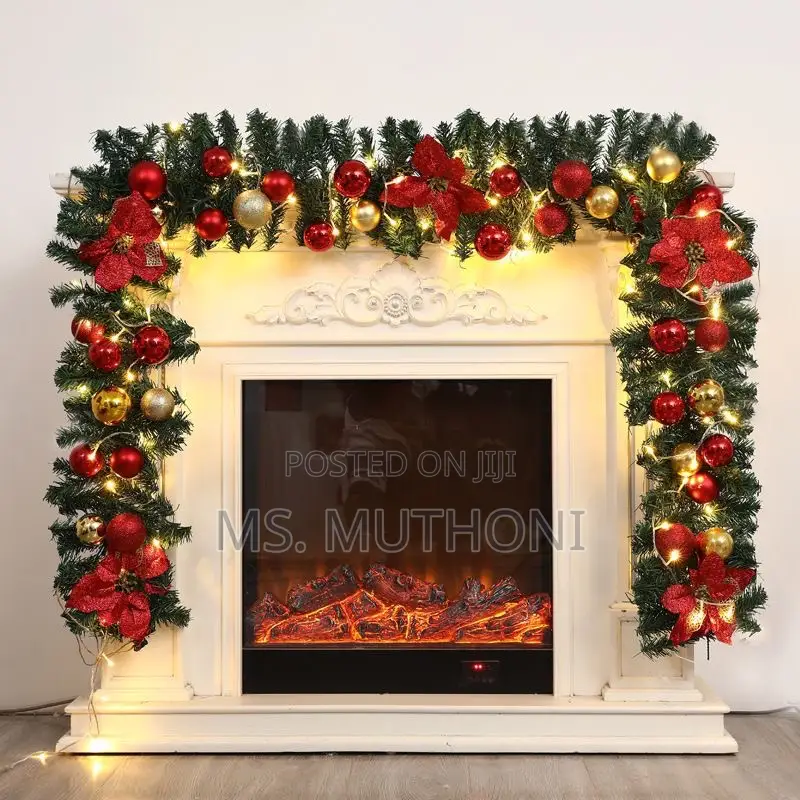 2.7meters Christmas Garland With Lights , Balls Flowers