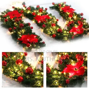 2.7meters Christmas Garland With Lights , Balls Flowers