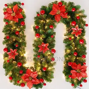 2.7meters Christmas Garland With Lights , Balls Flowers