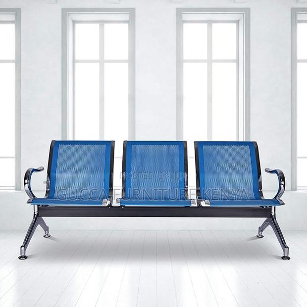 Benches: Blue 3-Seater Guest Salon Waiting Bench