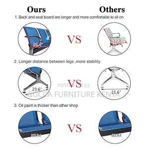 Benches: Blue 3-Seater Guest Salon Waiting Bench