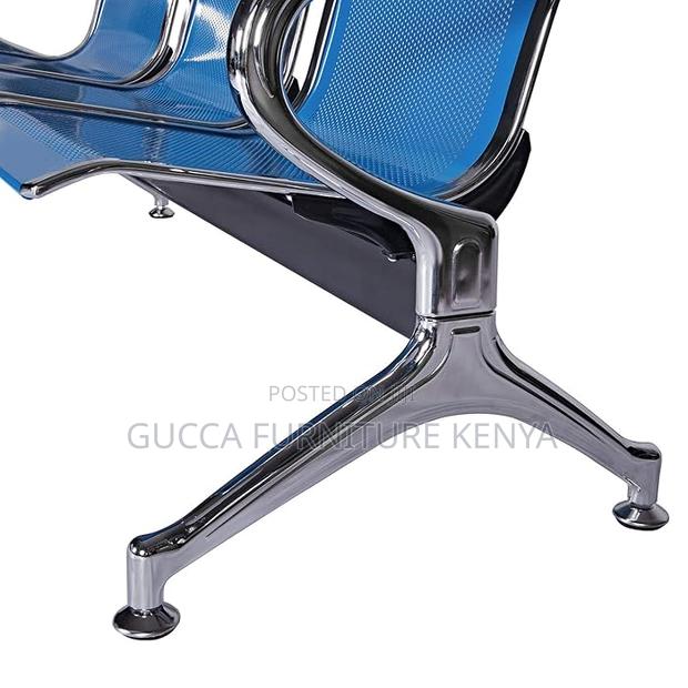 Benches: Blue 3-Seater Guest Salon Waiting Bench - thumbnail 4