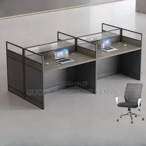 Workstation: Dark Gray 4 Way Modular Office Workstation