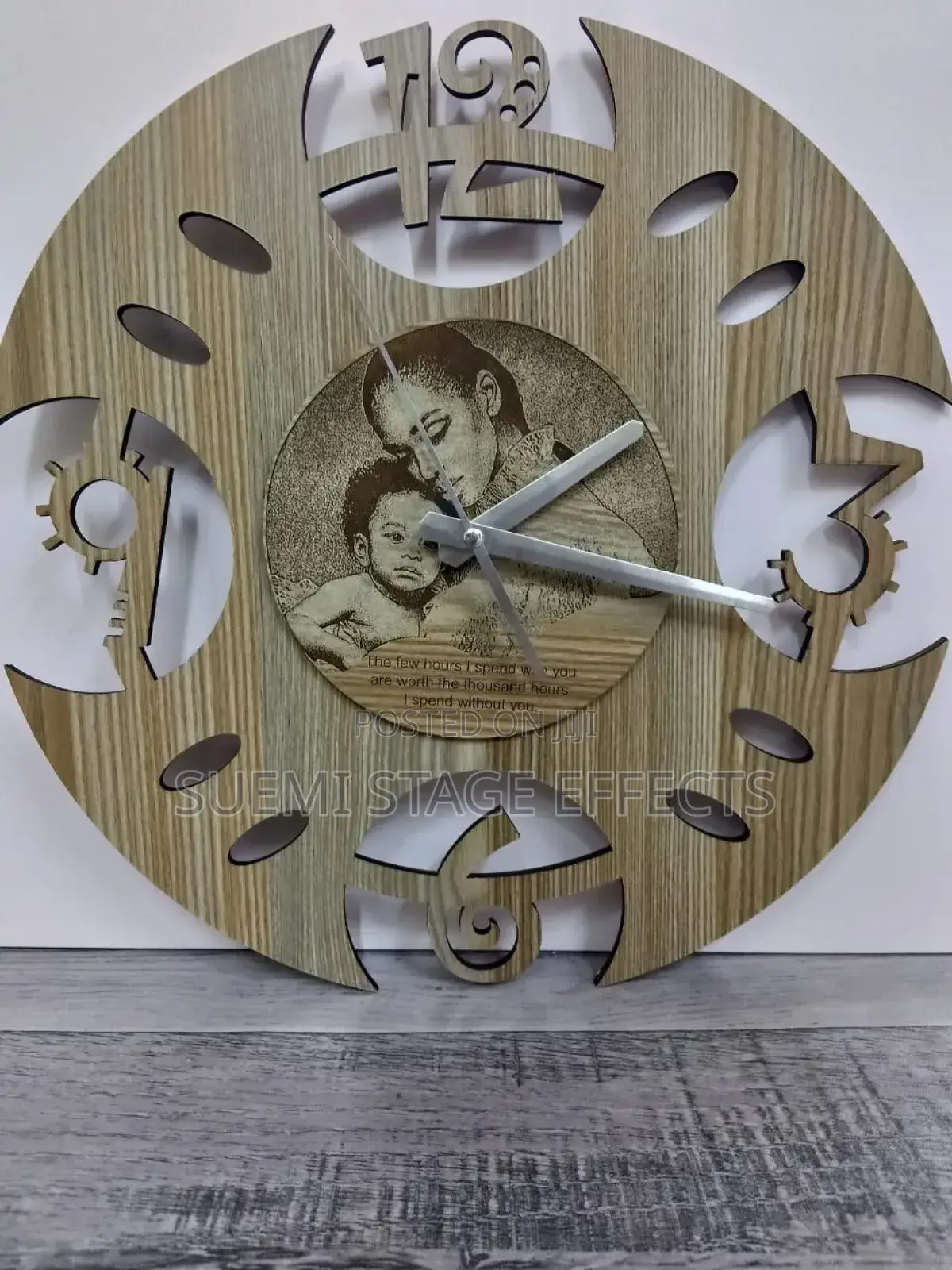 Wooden Engraved Custom Wall Clock – Timeless Elegance 35cm