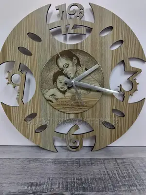Wooden Engraved Custom Wall Clock – Timeless Elegance 35cm