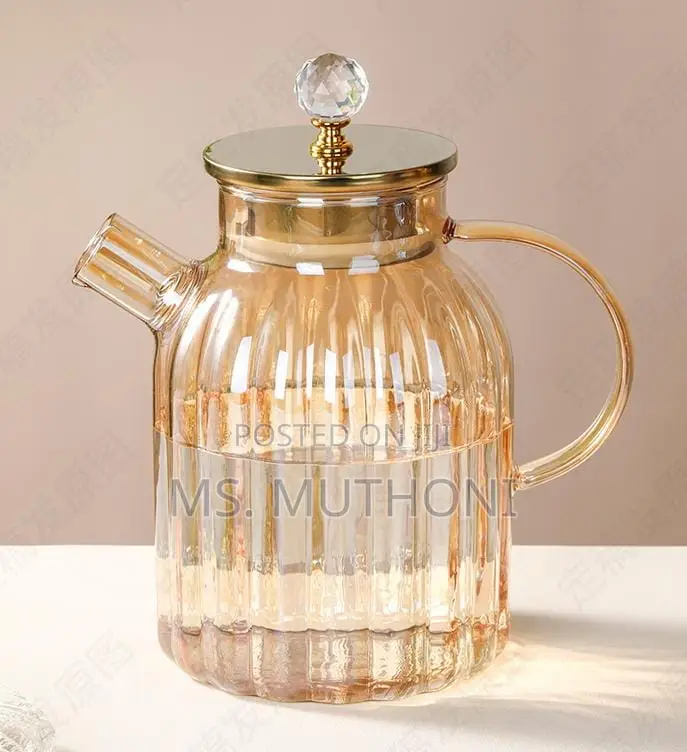 Amber Pumpkin Stripped Teapot*