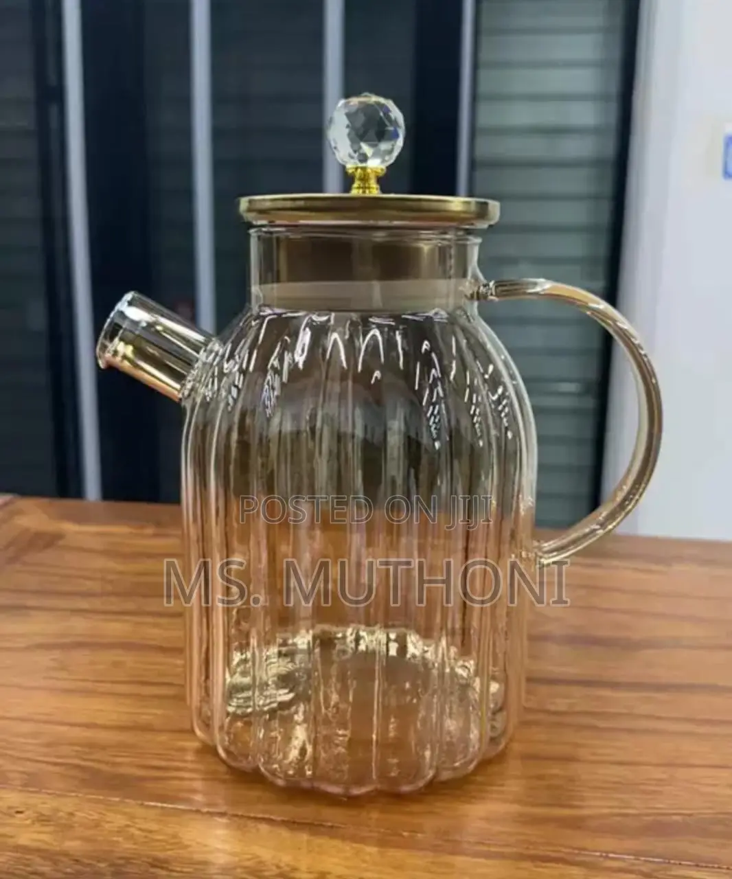 Amber Pumpkin Stripped Teapot*