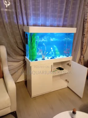 Complete White Aquarium With Storage Cabinet