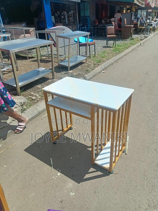 Manicure Table, Gold and White - main view