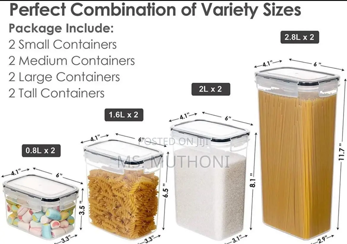 Eight Pieces (8 Pcs)Food/Pantry Storage Containers*