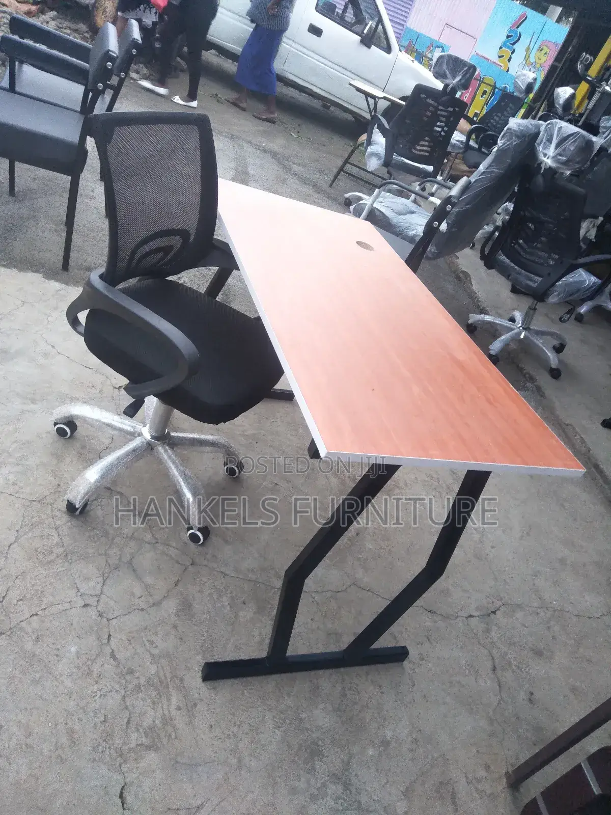 Metal Desk and Mesh Chair